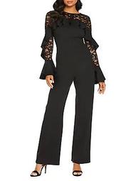 Lace Frill-Sleeve Jumpsuit