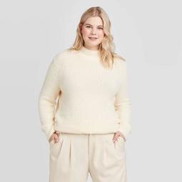 Women's Plus Size Crewneck Fuzzy Pullover Sweater - Who What Wear™