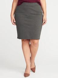 Secret-Slim Plus-Size Ponte-Knit Pencil Skirt