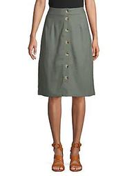 Button Front A-Line Skirt