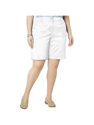 Karen Scott Womens Plus Comfort Waist Summer Casual Shorts White 24W