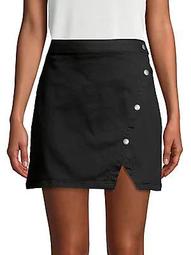 Notched Denim Skirt