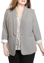 Plus Size Open Jacket with Rolled Sleeves