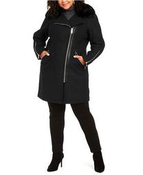 Plus Size Faux-Fur-Trim Asymmetrical Coat