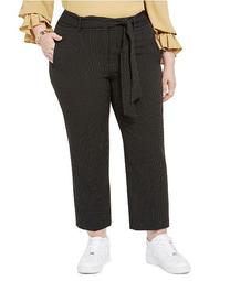 Trendy Plus Size Striped Tie-Waist Pants, Created For Macy's