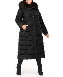 Plus Size Faux-Fur-Trim Hooded Maxi Puffer Coat