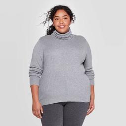 Women's Plus Size Ribbed Ribbed Turtleneck Sweater - Ava & Viv™
