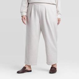 Women's Plus Size Mid-Rise Ankle Length Cozy Knit Jogger Pull-On Pants - Prologue™ Oatmeal