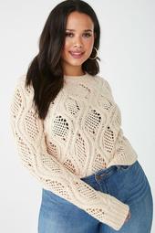 Plus Size Open Cable-Knit Sweater