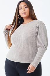 Plus Size Marled Gigot Sleeve Top