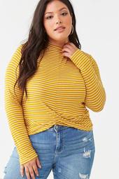 Plus Size Striped Twisted Top