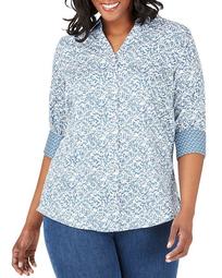 Mary Wrinkle Free Floral-Print Top