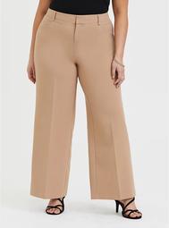 Tan Structured Wide Leg Pant