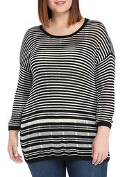 Plus Size Burnout Stripe Sweater