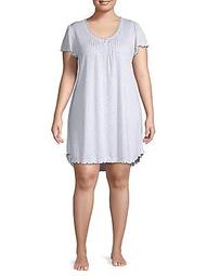Plus Ruffled Printed Short-Sleeve Nightgown