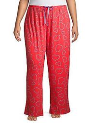 Plus Bitsy Flower Heart-Print Cotton-Blend Pajama Pants