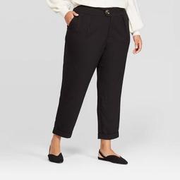 Women's Plus Size Mid-Rise Relaxed Trousers - Who What Wear™ Black 14W