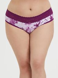 Purple Tie-Dye Wide Lace Cotton Hipster Panty