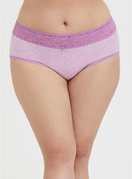 Heathered Light Lavender Wide Lace Cotton Cheeky Panty