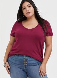 Classic Fit V-Neck Pocket Tee - Heritage Cotton Red Wine