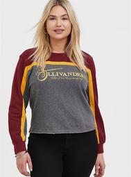 Harry Potter Ollivanders Grey Fleece Crop Sweatshirt