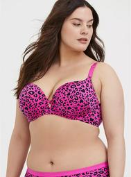 Hot Pink Leopard Heart 360° Back Smoothing™ Lightly Lined T-Shirt Bra