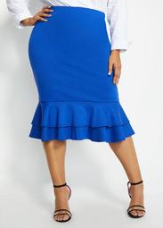 Blue Ruffle Hem Skirt