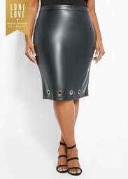 Faux Leather Grommet Skirt
