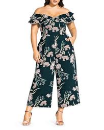 Fresh Fields Off-the-Shoulder Cropped Jumpsuit