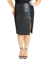 Faux-Leather Paneled Pencil Skirt