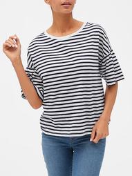Stripe Bell-Sleeve T-Shirt in Slub