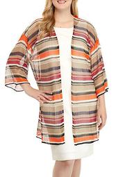Plus Size Eastern Promise Multi Stripe Duster Sweater