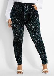 Black Sequined Front Skinny Jean