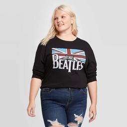 Women's The Beatles Plus Size Long Sleeve T-Shirt (Juniors') - Black 