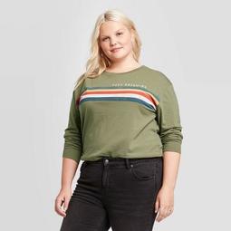 Women's Striped Keep Dreaming Long Sleeve T-Shirt - Zoe+Liv (Juniors') - Green