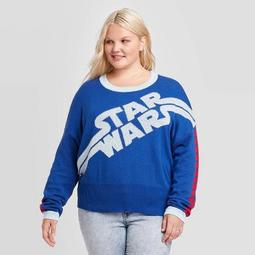 Women's Star Wars Plus Size Crewneck Graphic Sweater - (Juniors') - Blue