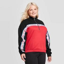 Women's Plus Size Apres Ski Collared 1/4 Zip Sweatshirt - Well Worn (Juniors') - Red