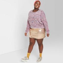 Women's Plus Size Crewneck Tinsel Sweater - Wild Fable™ Pink