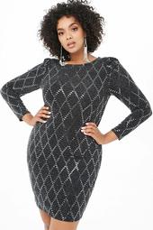 Plus Size Sequin Metallic Knit Dress