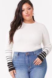 Plus Size Striped-Trim Sweater