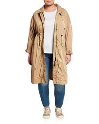 Plus Size Oversized Contrast Hooded Anorak