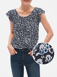 Floral Flutter Top in Cotton-Rayon