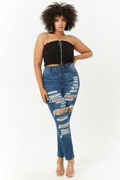 Plus Size Destroyed Skinny Jeans