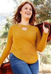 plus size 24/7 solid strappy neck waffle thermal tee