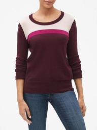 Intarsia Colorblock Crewneck Sweater