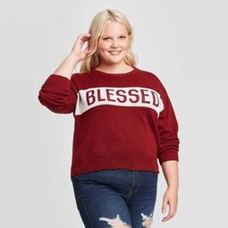 Women's Blessed Plus Size Pullover Sweater - Modern Lux (Juniors') - Maroon
