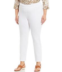 Plus Size Pull-On Knitted Twill Knit Ankle Pants