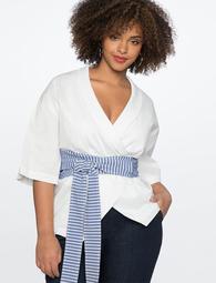 Wrap Top with Striped Belt