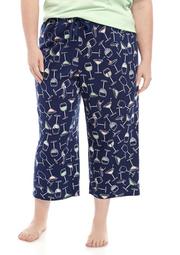 Plus Size Printed Capri Sleep Pants