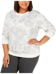 Karen Scott Sports Womens Plus Crewneck Printed Sweatshirt